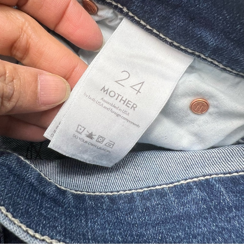 Mother The Mid Rise Dazzler Ankle Fray Jeans in Weekend Warrior Size 24 - Picture 13 of 16